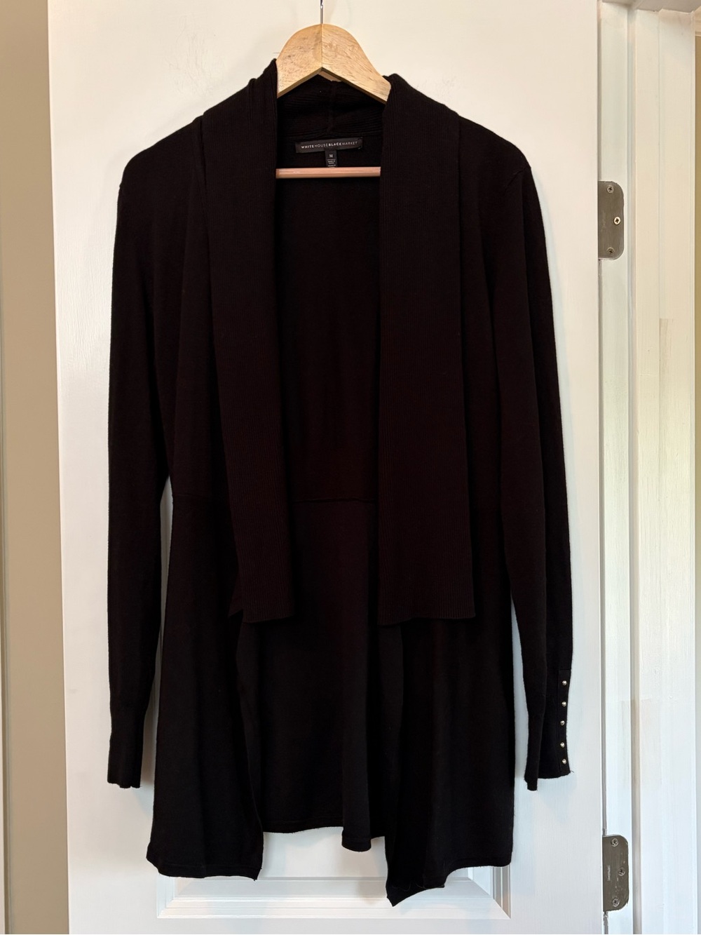 White House Black Market Black Draped Open-Front Cardigan